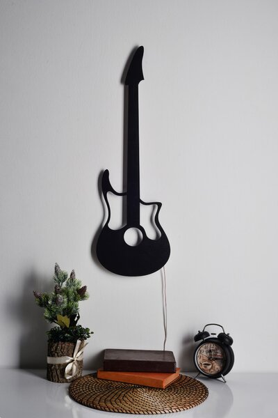 ASIR Nástěnná dekorace s led osvětlením KYTARA červená 22 cm MDF