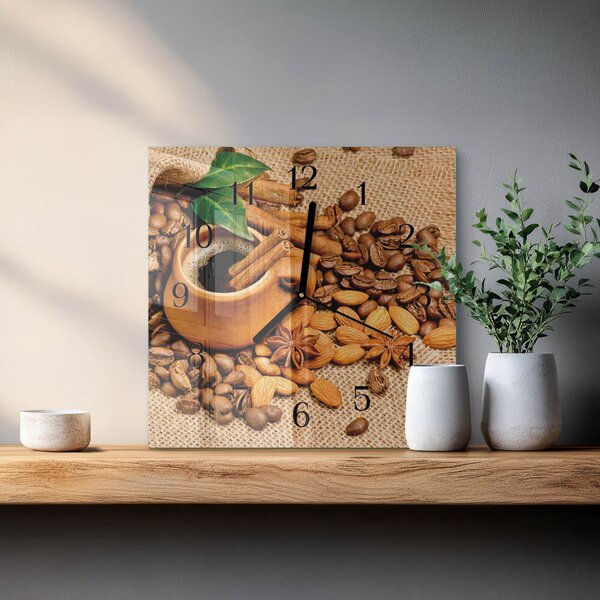 Skleněné hodiny na stěnu Skořicové mandle zskc-30x30-00177927