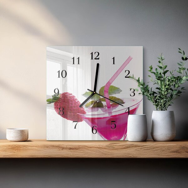 Skleněné hodiny na stěnu Koktejl zskc-30x30-00178884