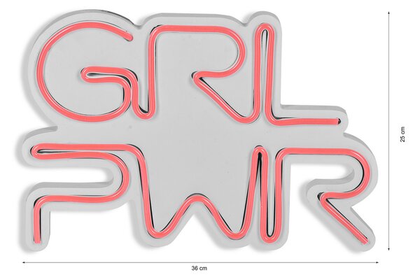 ASIR Nástěnná dekorace s led osvětlením GRL PWR růžová 36 cm