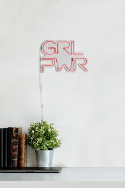 ASIR Nástěnná dekorace s led osvětlením GRL PWR růžová 36 cm