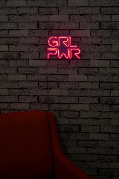 ASIR Nástěnná dekorace s led osvětlením GRL PWR růžová 36 cm