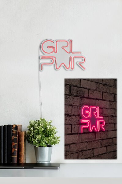 ASIR Nástěnná dekorace s led osvětlením GRL PWR růžová 36 cm