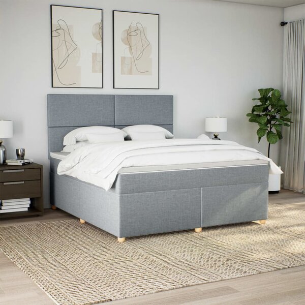 Box spring postel s matrací světle šedá 180 x 200 cm textil 3291352
