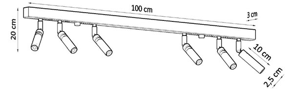 Bodové svítidlo Eyetech, 6x černé kovové stínítko, (možnost polohování)