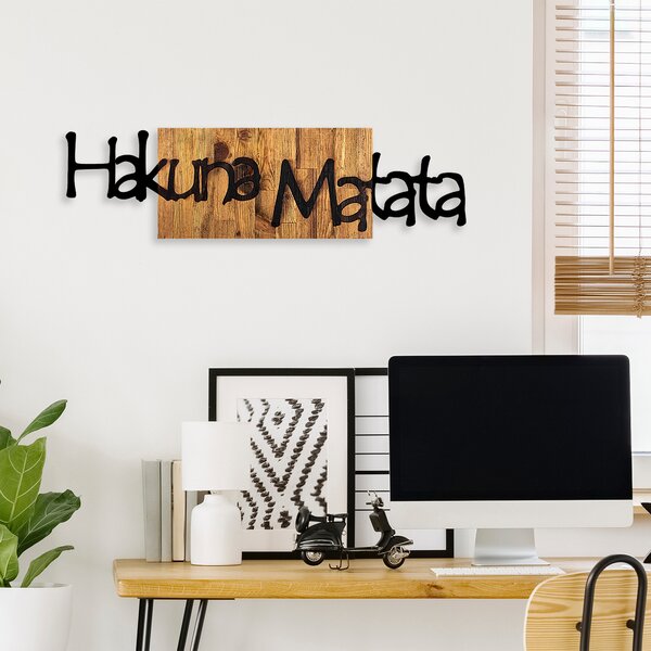 ASIR Kovová nástěnná dekorace HAKUNA MATATA 108 cm dřevo