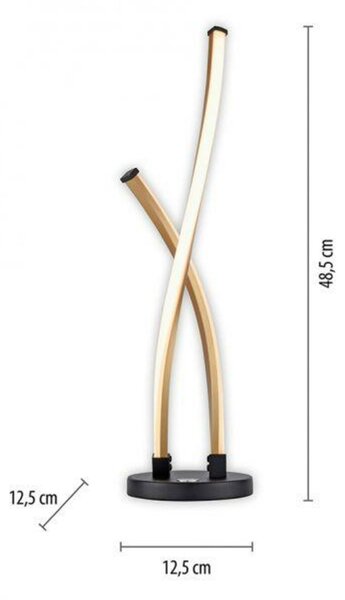 PAUL NEUHAUS LED stolní lampa černá / zlatá dotykový stmívač prohnutý design do interiéru 3000K PN 9141-18