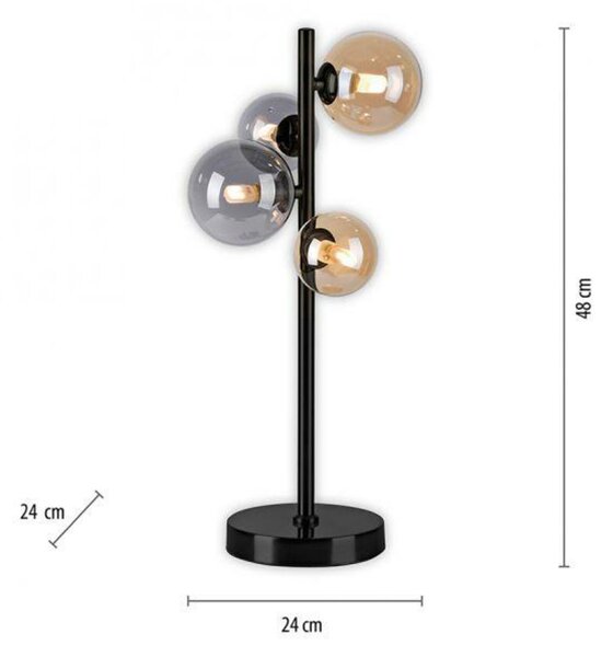 PAUL NEUHAUS LED stolní lampa černá kruhová šňůrový vypínač teplá bílá do interiéru 3000K PN 4585-18