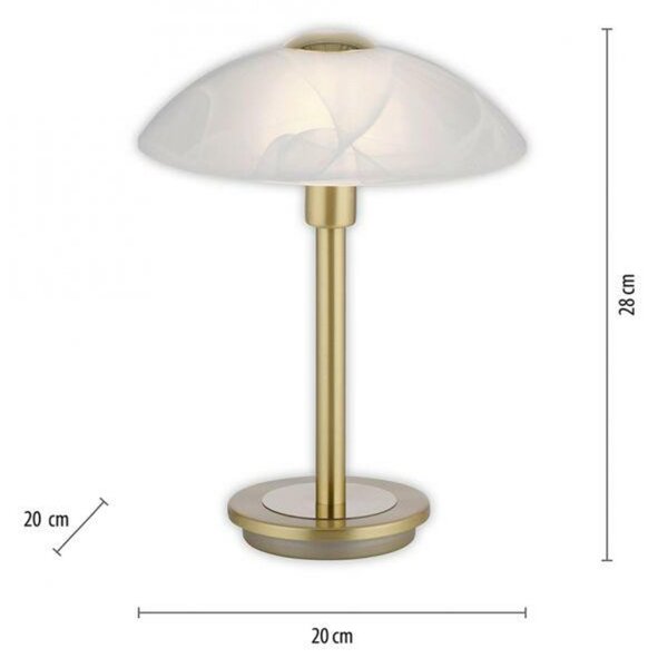 PAUL NEUHAUS LED stolní lampa matná mosaz alabastrový dekor sklo 3 krokové stmívání dotykovým stmívačem 3000K PN 4026-60