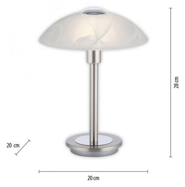 PAUL NEUHAUS LED stolní lampa stříbrná alabastrový dekor sklo 3 krokové stmívání dotykovým stmívačem 3000K PN 4026-55