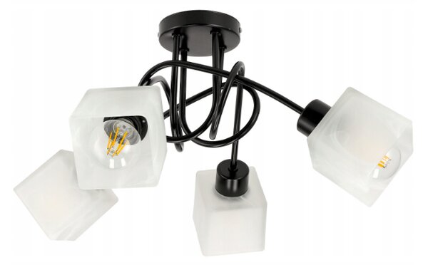 BERGE LED závěsná lampa LOFT - 4xE27 - CUBE WHITE