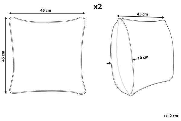 Sada 2 dekorativních polštářů ARVEN Juta 45 x 45 cm Hnědá Orientální vzor