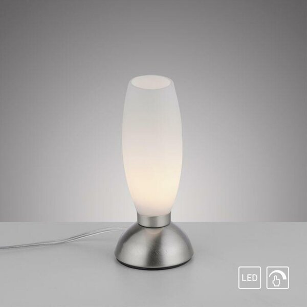 PAUL NEUHAUS LED stolní lampa stříbrná opálové sklo 3 krokové stmívání dotykovým stmívačem 3000K PN 4021-55