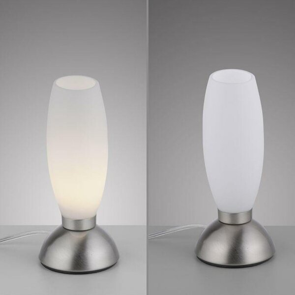 PAUL NEUHAUS LED stolní lampa stříbrná opálové sklo 3 krokové stmívání dotykovým stmívačem 3000K PN 4021-55