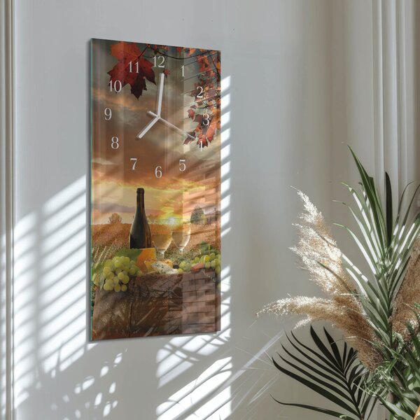 Skleněné hodiny vertikální Víno Příroda zsppb-30x60-00058406