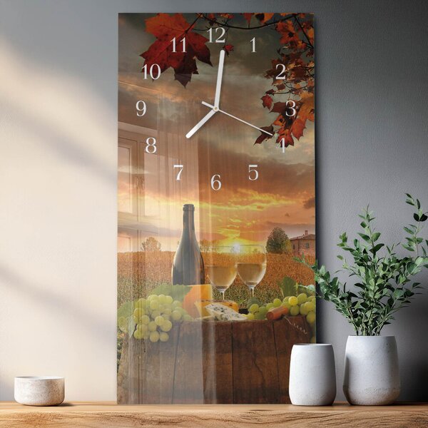 Skleněné hodiny vertikální Víno Příroda zsppb-30x60-00058406