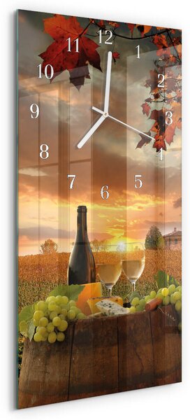 Skleněné hodiny vertikální Víno Příroda zsppb-30x60-00058406