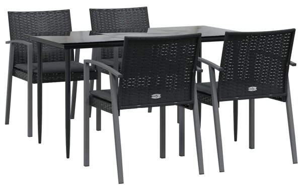 5dílný zahradní jídelní set s poduškami polyratan a ocel