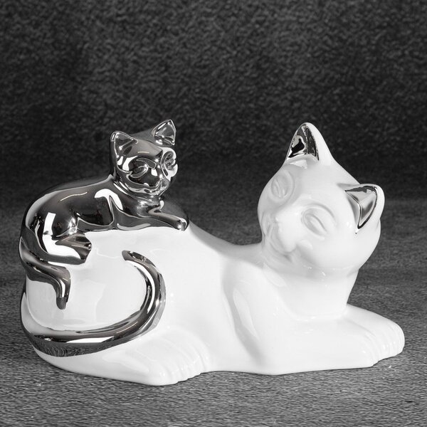 DEKORAČNÍ FIGURKA CAT 20X11X12 CM BÍLÁ