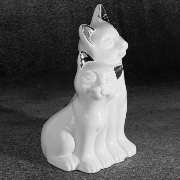 DEKORAČNÍ FIGURKA CAT 14X12X22 CM BÍLÁ