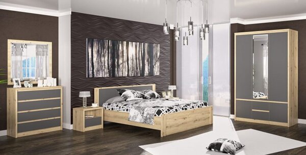 VerDesign DOMICA manželská postel 160, artisan/šedá