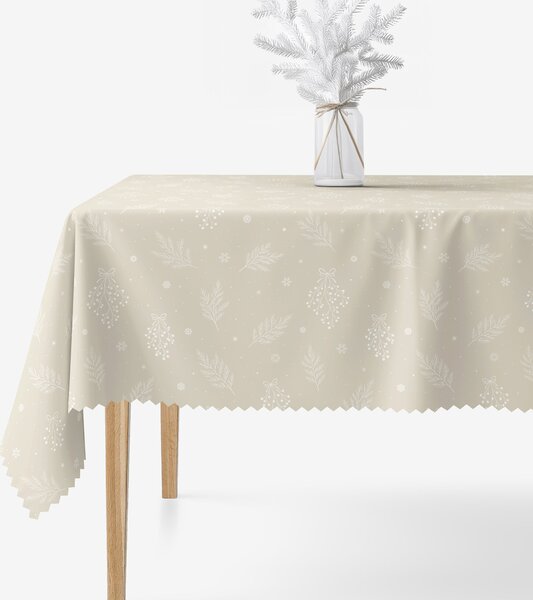 Goldea vánoční hranatý teflonový ubrus - zimní větvičky na latte 80 x 80 cm