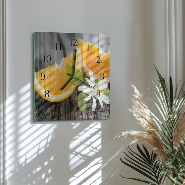 Skleněné hodiny na stěnu Citronová zskc-30x30-00183091