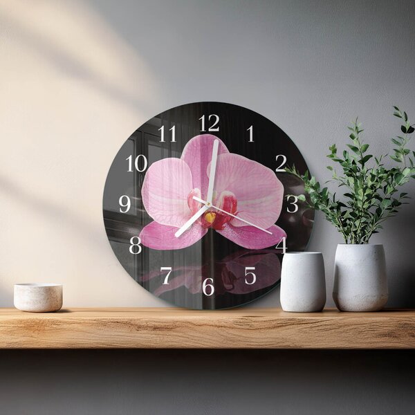 Skleněné hodiny na stěnu Orchidej zsob-fi30-00082535
