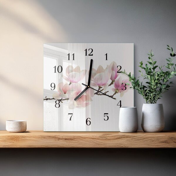 Skleněné hodiny na stěnu Magnólie zskc-30x30-00178772