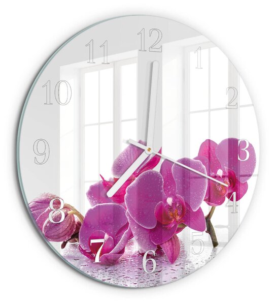 Skleněné hodiny na stěnu Orchidej zsob-fi30-00085906