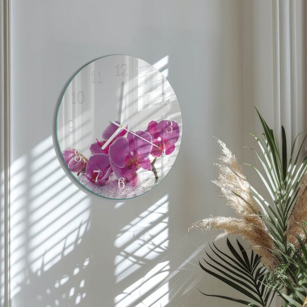 Skleněné hodiny na stěnu Orchidej zsob-fi30-00085906