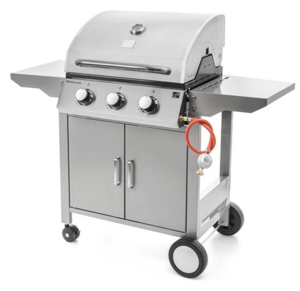 Plynový gril OKLAHOMA BBQ, 3 hořáky, s redukčním ventilem, stříbrná Penta CZ