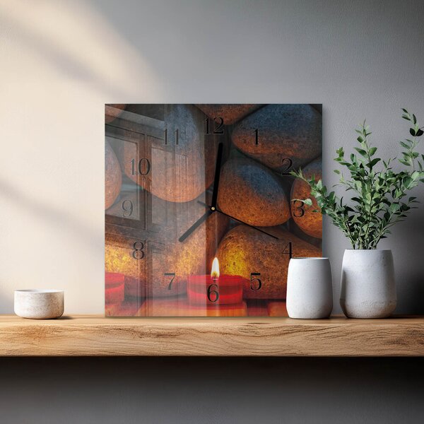 Skleněné hodiny na stěnu Kameny zskc-30x30-00178200