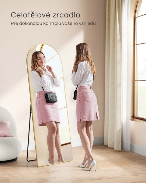 Zaoblené zrcadlo UMBRA, 160x50 cm, zlatá SongmicsHome