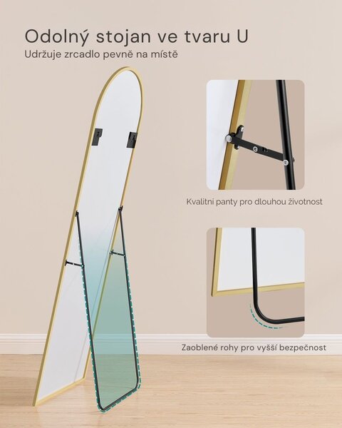 Zaoblené zrcadlo UMBRA, 160x50 cm, zlatá SongmicsHome