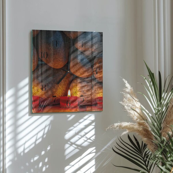 Skleněné hodiny na stěnu Kameny zskc-30x30-00178200