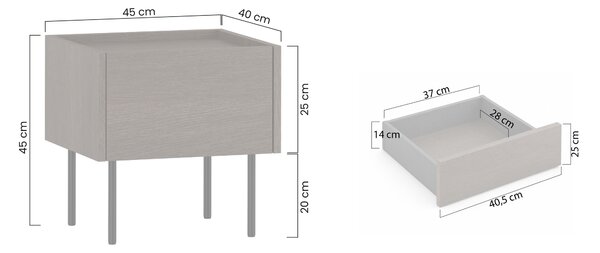 Noční stolek Dunari se zásuvkou 45 cm - dub dunin