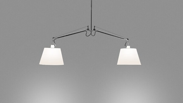 Artemide 0630010A Tolomeo Basculante sospensione due bracci, designové závěsné svítidlo, 2x17W LED E27, bez stínítkem