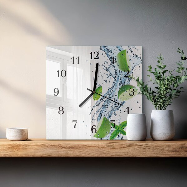 Skleněné hodiny na stěnu Máta zskc-30x30-00179769