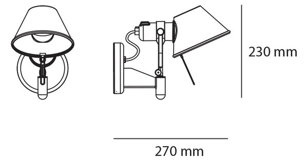 Artemide LED designová nástěnná lampa Tolomeo Faretto, 8W Teplota světla: 2700K - teplá bílá, Varianta: Bez stmívatelného stmívače