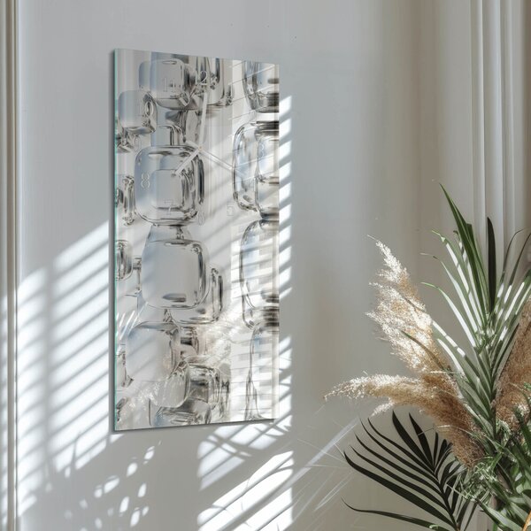 Skleněné hodiny vertikální 3D krychle zsppb-30x60-00083068