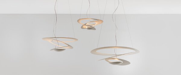 Artemide 1237010A Pirce mini sospensione halo, bílé designové závěsné svítidlo, 1x400W R7s, 67x69cm