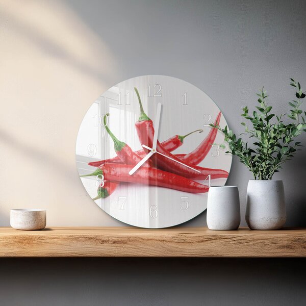 Skleněné hodiny na stěnu Chilli papričky zsob-fi30-00092947
