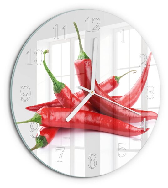 Skleněné hodiny na stěnu Chilli papričky zsob-fi30-00092947