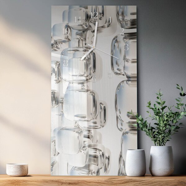 Skleněné hodiny vertikální 3D krychle zsppb-30x60-00083068