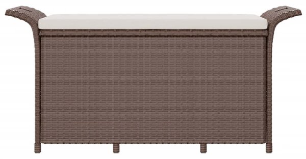 Zahradní lavice s poduškou hnědá 116 x 46 x 57 cm polyratan