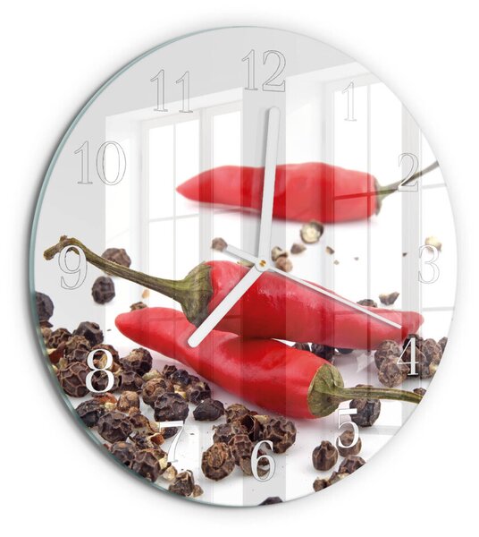 Skleněné hodiny na stěnu Chilli papričky zsob-fi30-00081981