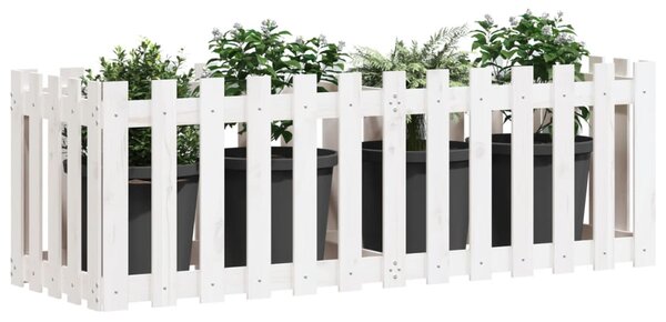 Vyvýšený záhon plotový design bílý 150x50x50 cm masiv borovice