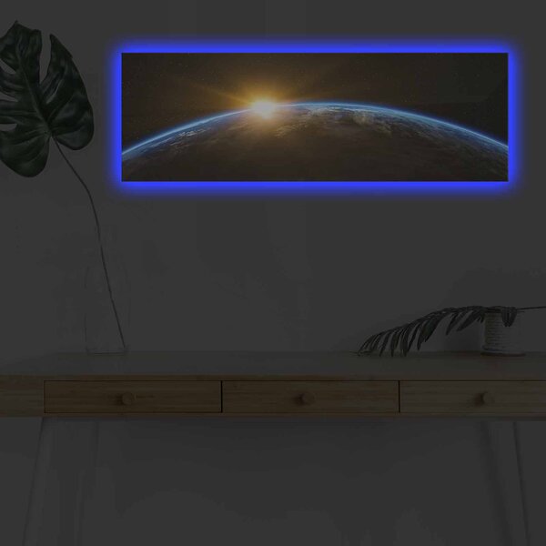 ASIR Nástěnný obraz s led osvětlením ZEMĚKOULE 90 x 30 cm plátno