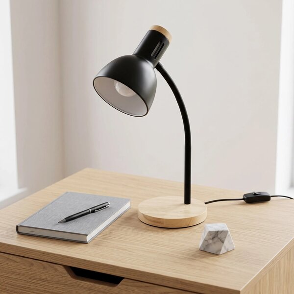 Toolight Stolní lampička Retro Wood JNH046-1T černá/dekor dřeva
